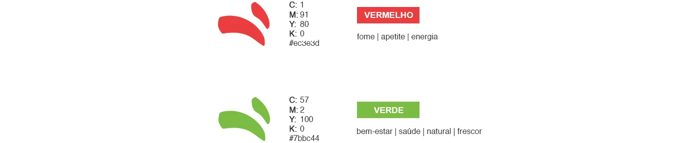 Colour palettes with hex codes and usage labels.