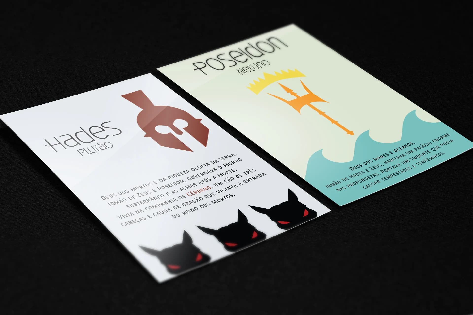 Hades and Poseidon posters side by side on black