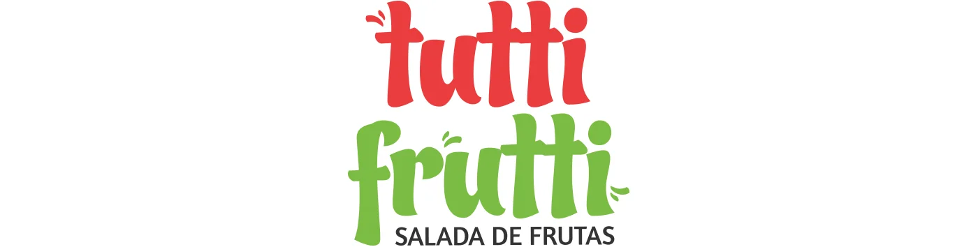Tutti Frutti logo in rounded red and green lettering on white.